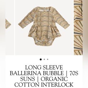 LONG SLEEVE BALLERINA BUBBLE 70S SUNS ORGANIC COTTON INTERLOCK bodysuit dress